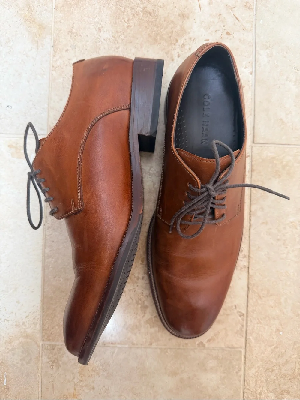 Cole Haan Tan Leather Derby Shoes